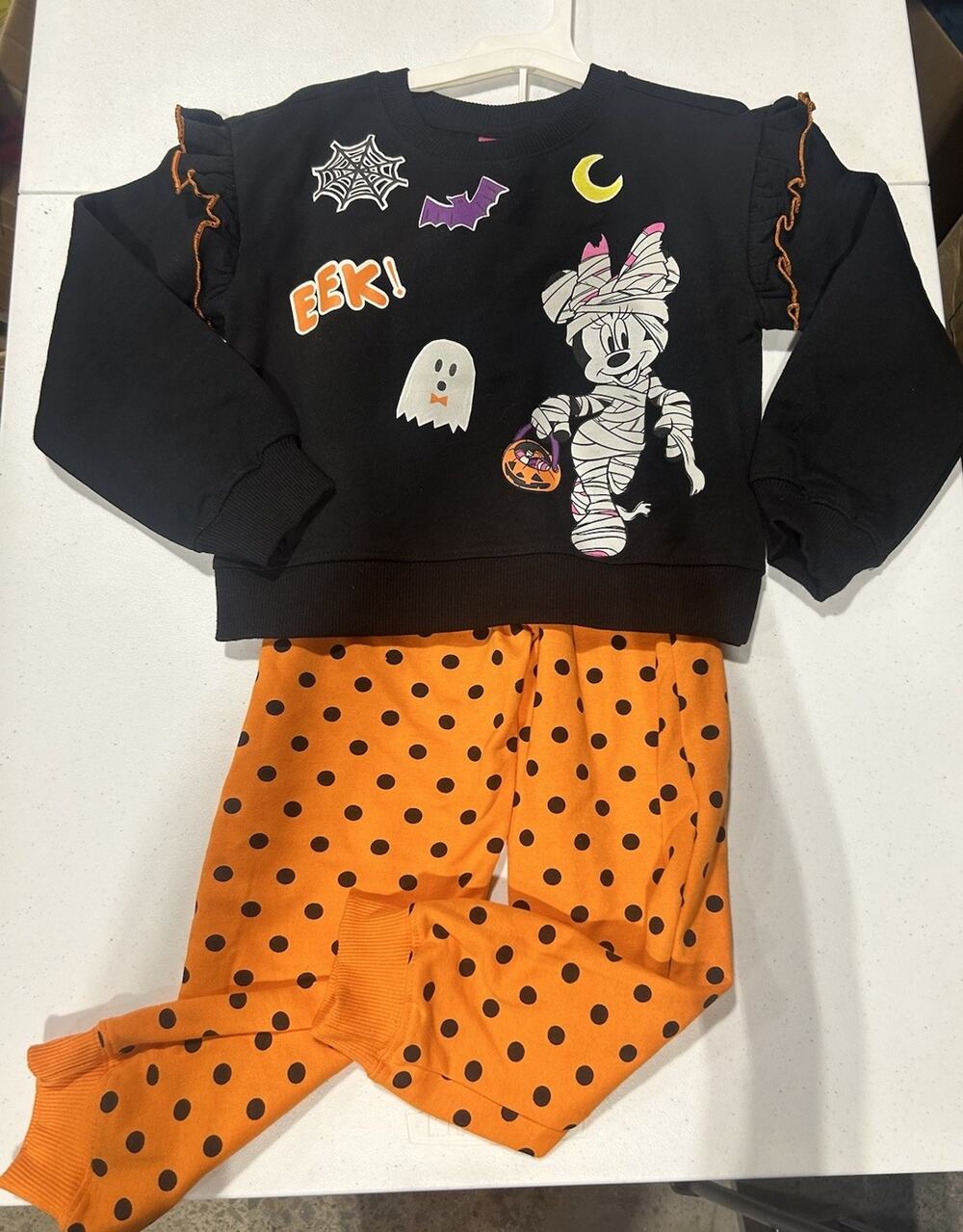 NWT Disney Minnie Mouse Halloween Outfit Sweatshirt Jogger Sweatpant Girls Sz 4T